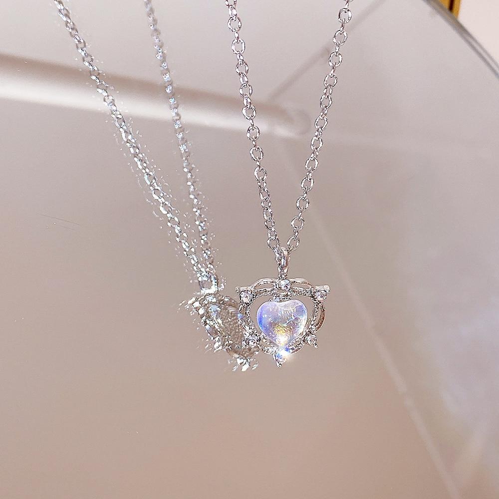 17 км Y2K ожерелье с кристаллами в форме сердца, модное блестящее ожерелье на ключице Kpop для женщин и девочек, новый тренд, вечерние подарки, ювелирные изделия 2023