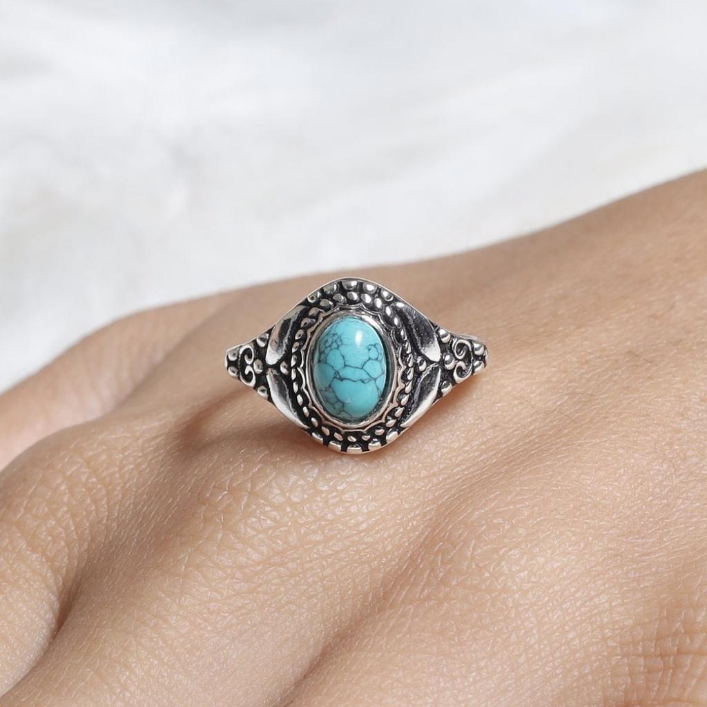 Кольцо с бирюзой, креативное женское украшение в форме бабочки