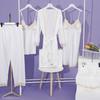 Sexy pajamas women's summer ice silk thin suspender nightgown spring and autumn lace edge nightgown five-piece loungewear
