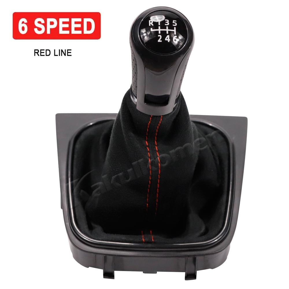 For Volkswagen VW Golf 5 Golf 6 MK5 MK6 R32 GTI 2004-2009 Car Manual 5 6 Speed Gear Shift Knob Suede Leather With Gaiter Boot