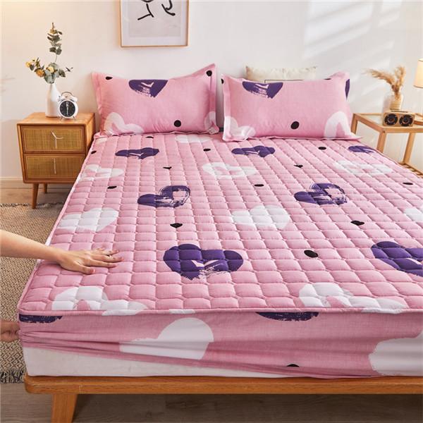 Quilted Mattress Cover Printing Non-slip Fitted Bed Sheet Dust Protection Cover Thicken Bedding Sheet Bedcloth No Pillowcases