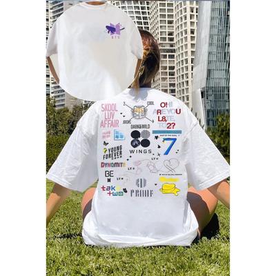 Summer Hot Sale BTS Album Discography Double Sided Print T-Shirt Men Women Gothic Harajuku Punk T-shirt Breathable Streetwear Short Sleeve Casual Tees