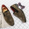 FashionMen Dress Italian Shoes Slip On Fashion Party Men's Shoes Pu Leather Moccasin Glitter Formal Male Shoes Man Oxford Shoes For Men