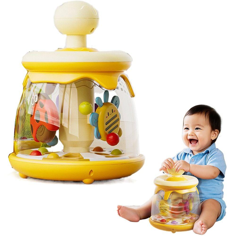 Portable Baby Pressing Jumping Ball Toy Rotating Push and Spin Carousel Activity Girls