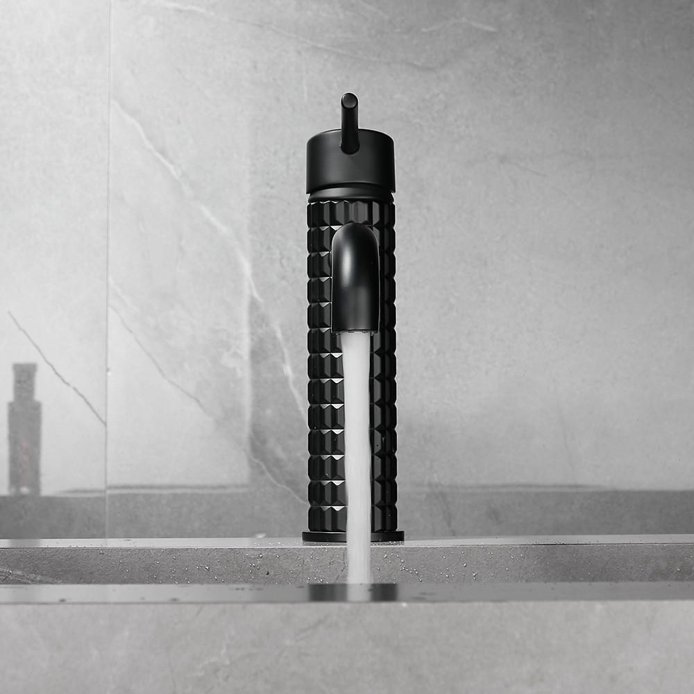 Tuqiu Brush Gold Bathroom Basin Faucets Art Carved Sink Mixer Tap Hot & Cold Deck Mounted Grey Lavatory Crane Water Tap