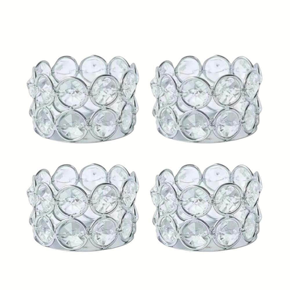 4 шт. серебристо-золотистых хрустальных подсвечника для чайных свечей для дома, стола, спальни, центрального элемента, свадьбы, семейного праздника, декора, креативных подарков