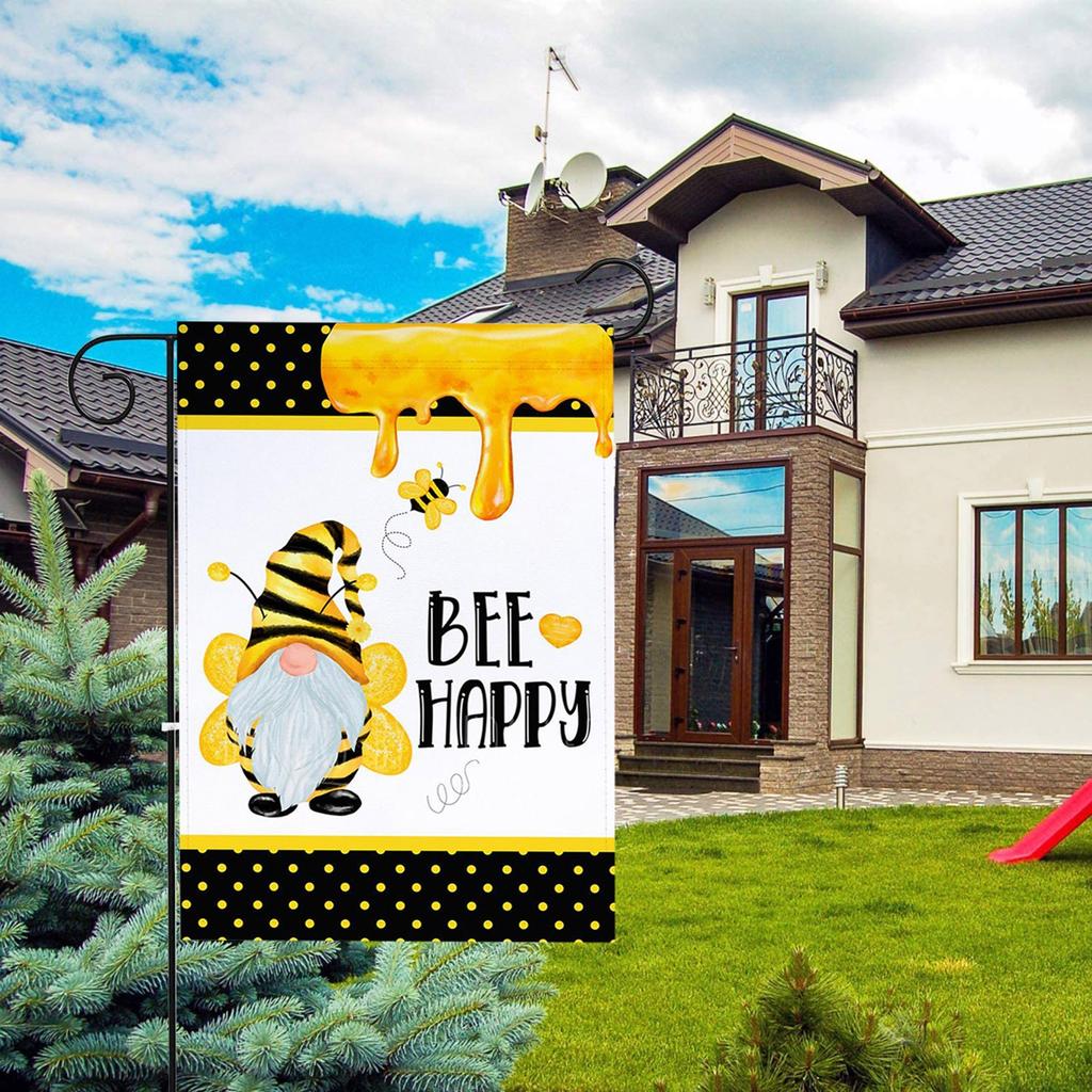 День Праздника Пчелы Флаг Декор Гном Флаг Валентина Гном Крыльцо Сад Флаг