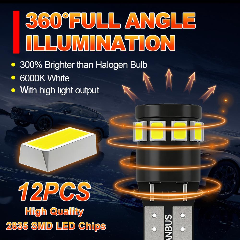 2x T10 LED 6000K Автомобильные Лампы для Чтения в Багажнике, Купольные, Парковочные, Клиновые, Боковые Сигнальные, Габаритные Для Peugeot Partner 3 III Mk3 2019 2020 Лампы Номерного Знака