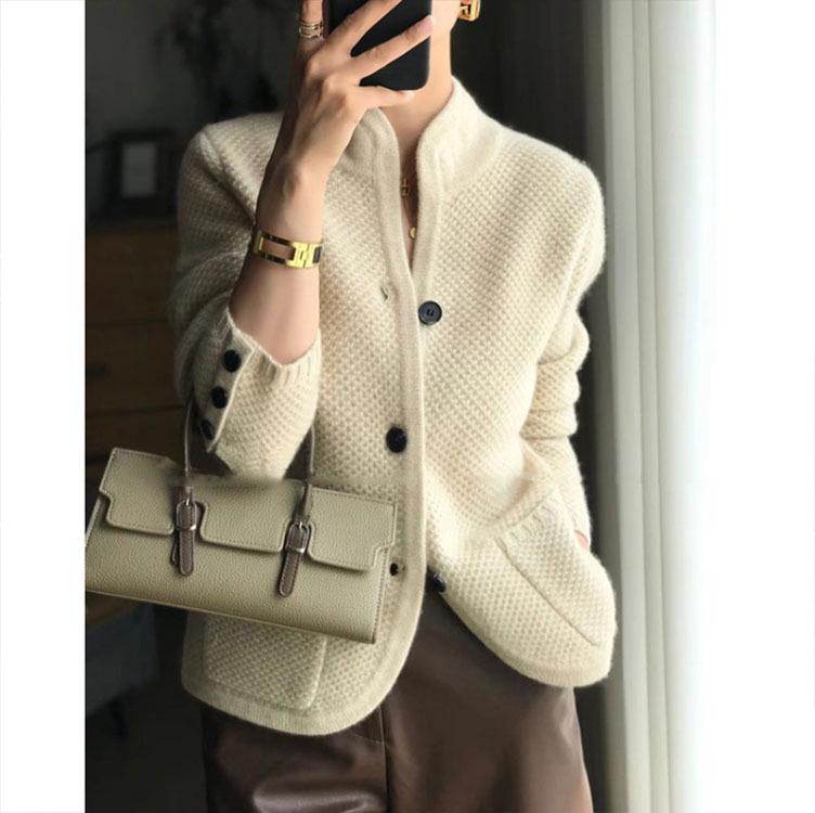 2022 Women's Thickened Cashmere Stand Collar Cardigan Sweater
