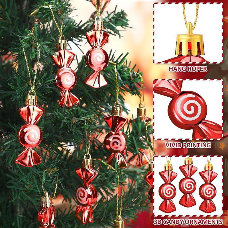 4/6Pcs Christmas Decoration Plastic Candy Ornaments Hanging Xmas Tree Pendant for Home Decor 2026 New Year Navidad Accessories