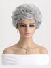 Синтетический женский серебристо-серый 10-дюймовый вьющийся короткий парик Мягкий термостойкий натуральный парик с челкой