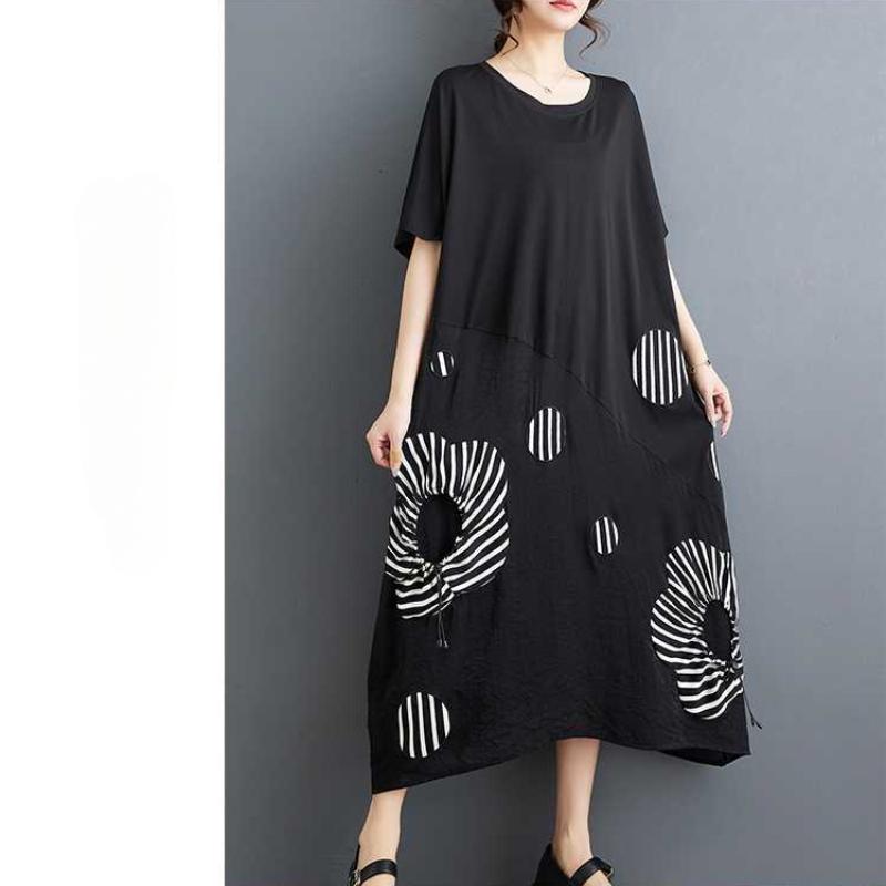 Свободное платье в стиле вестерн пэчворк средней длины, художественное, в стиле ретро