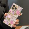 Прозрачный квадратный чехол-бампер для iPhone 13 12 15 Plus 14 Pro Max 11 16 ProMax, защита от окисления, с романтичным весенним узором