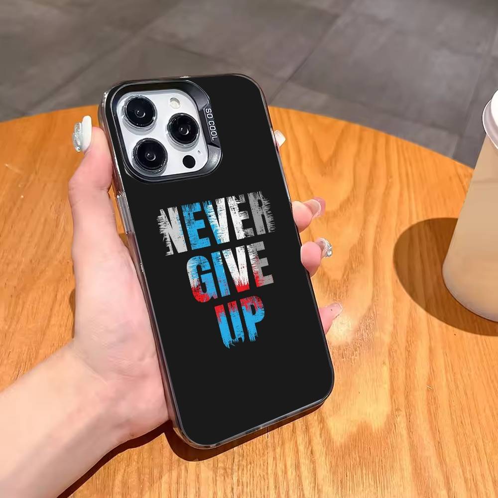 M-Вдохнови себя никогда не сдаваться Чехол для телефона для iPhone17,16,15,14,13,12,11,Pro,MAX Серый Матовый Силиконовый Черный Чехол