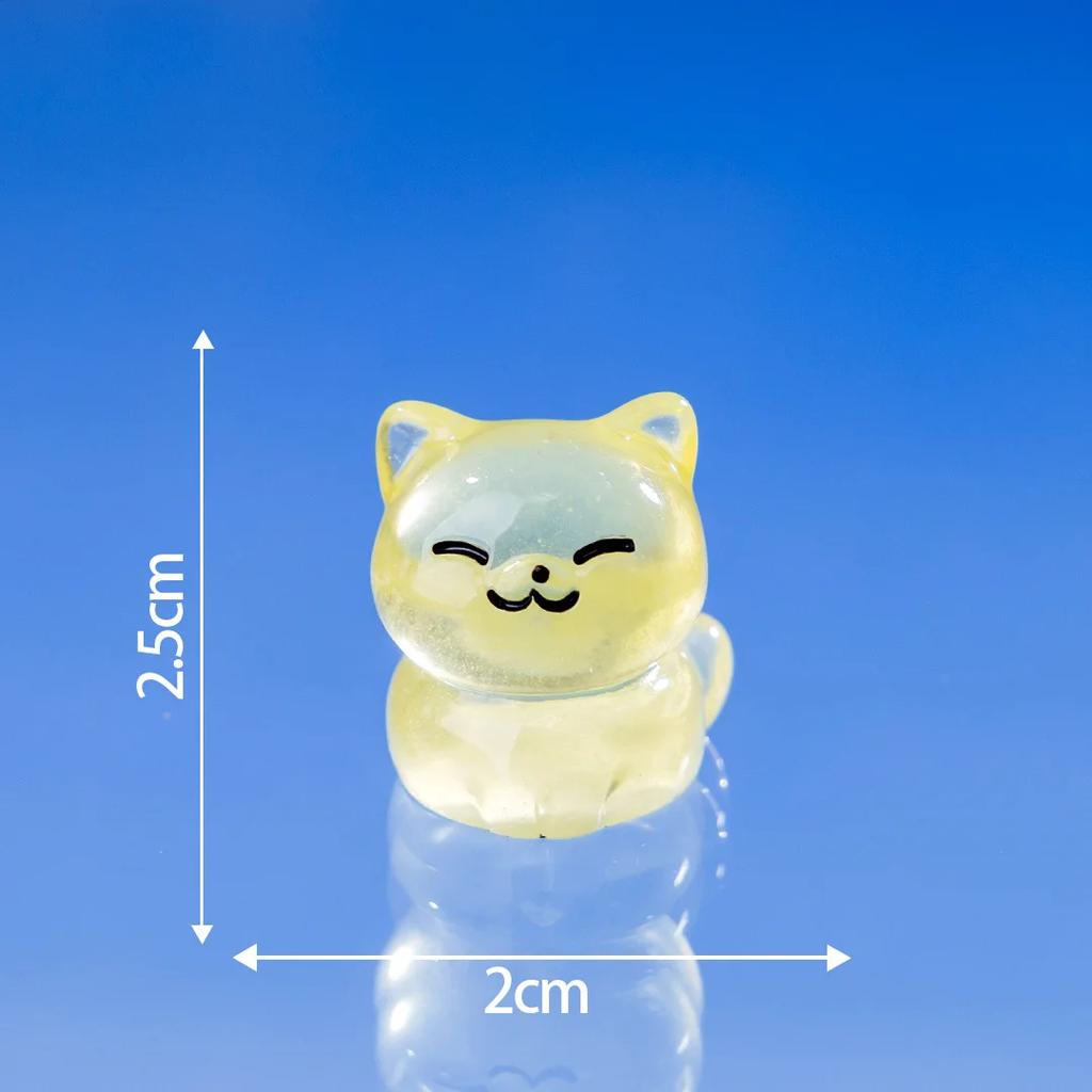 10 Colourful Lucky Kittens Glow In The Dark Mini Black Cats Home Decor Decorative Figurines Miniature Desk Decoration