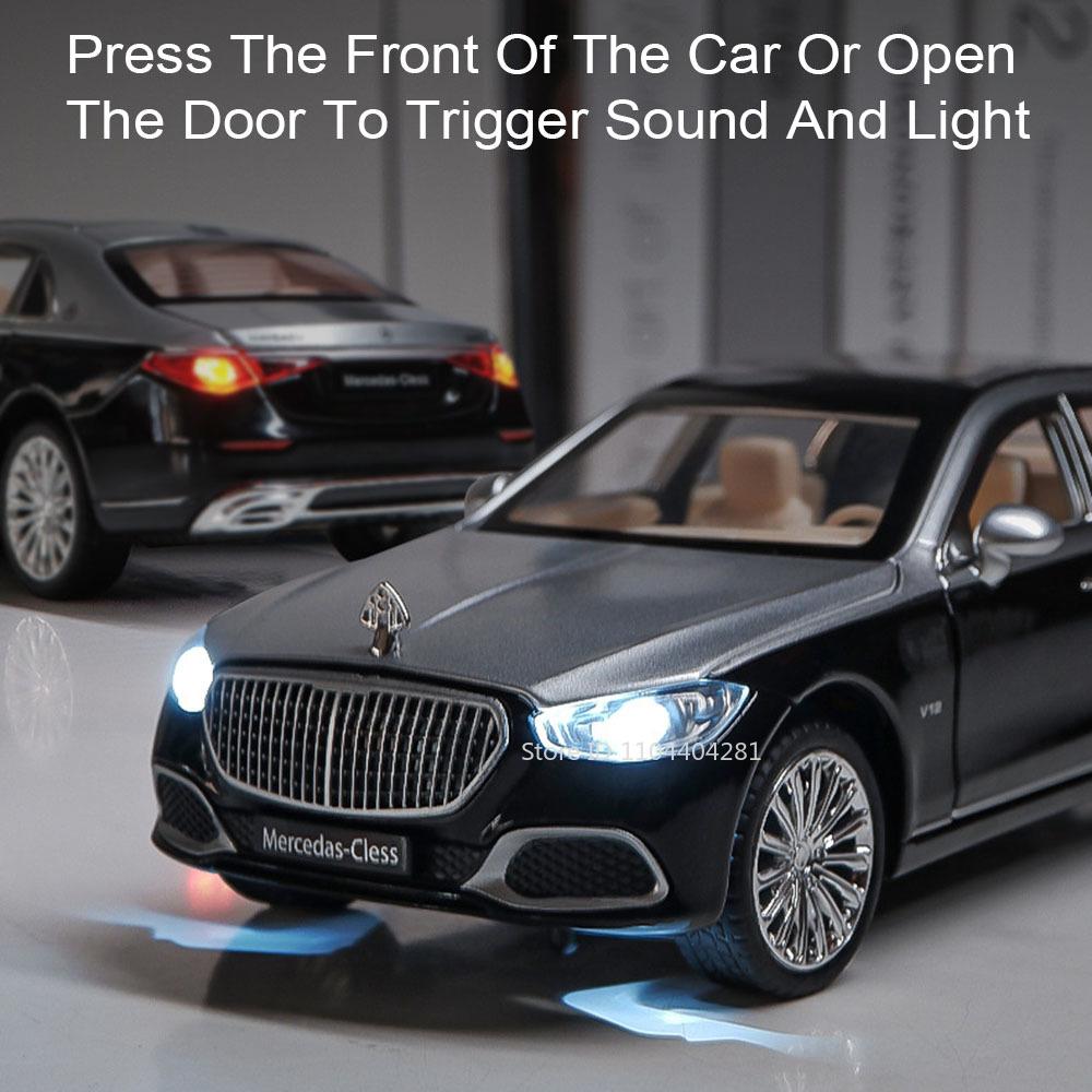 1:24 Maybach S680 Gle350 Игрушки Машинки Литой Сплав Модель Звук Свет Откат Открывающиеся Двери Переднее Колесо Рулевое Управление Транспортные Средства Детский Подарок