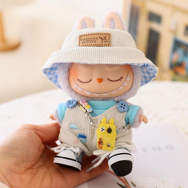 17см Кукла Лабубу второго поколения в слепой коробке, одежда: Милый комплект комбинезона для вечеринки