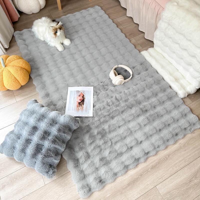 Soft Rabbit Fur Mat For Bedroom Floor Carpet Fluffy Warm Sofa Mat Bedside Rug