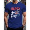 Summer Round Neck 3D Australia Flag Graphic Print Top Fashionable Casual Short Sleeved Men's T-shirts