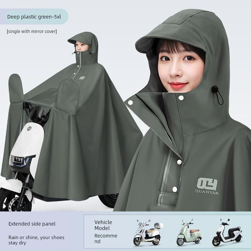 Electric Scooter Raincoat for Women, Single-Person, Long, Full-Body, Storm-Proof, Extra Large and Thick, Waterproof Poncho for Riding