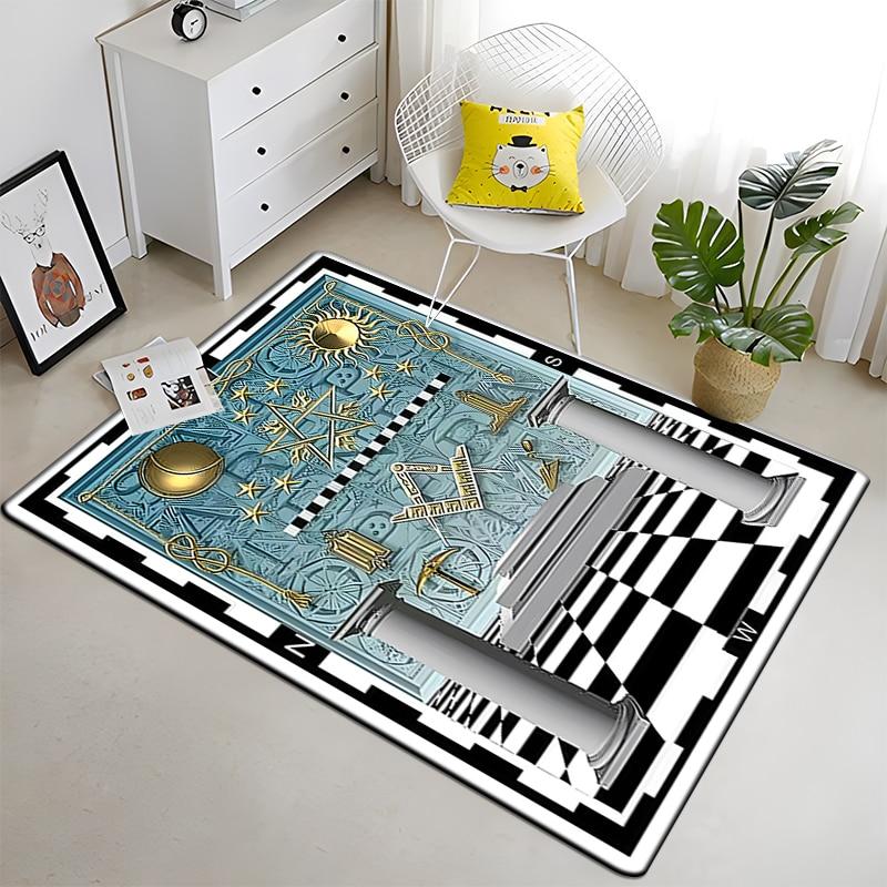 Freemason Masonic Illuminati  Printed Pattern Rug Baby Play Mat Living Room Carpet Decoration Fitness Pet Carpet Tapestry