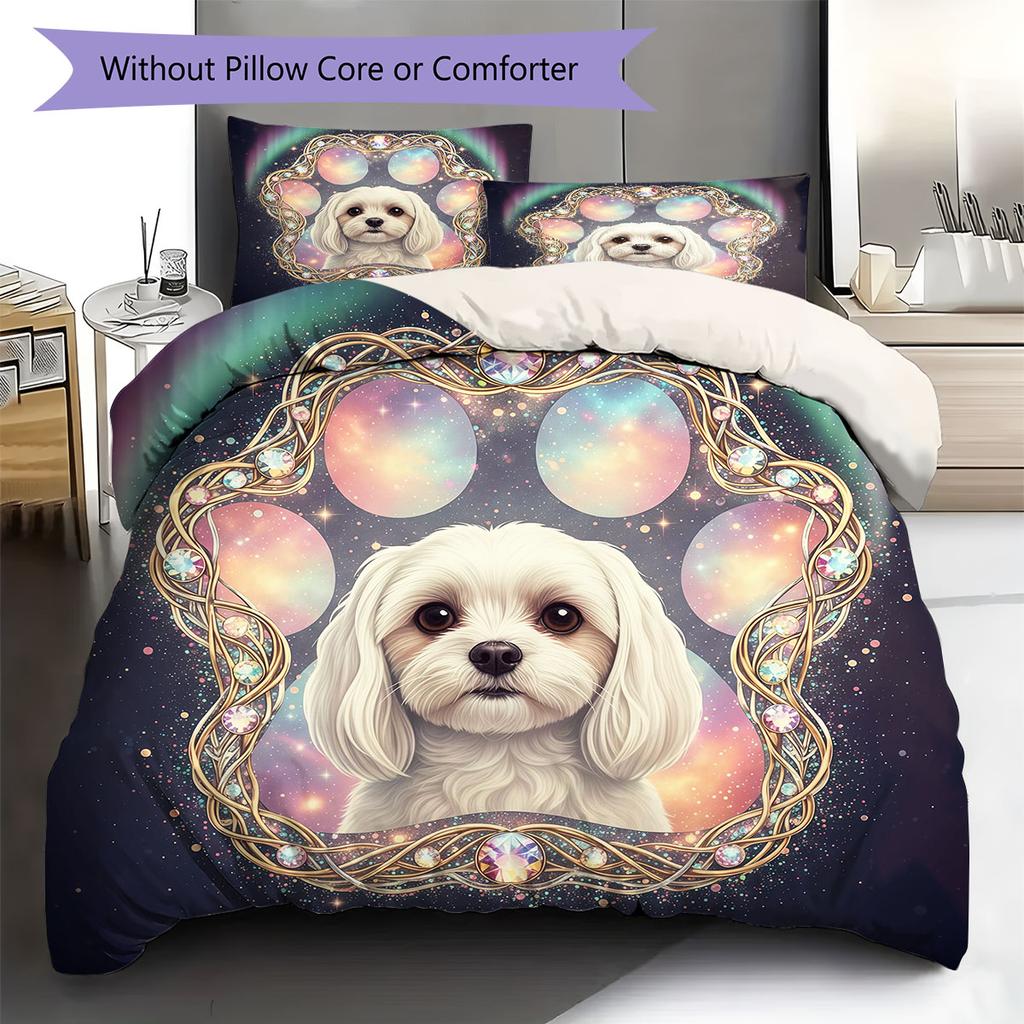 Dogpaws Pattern Bedding Quilt Set Quilt Cover Pillowcase Home Decoration Birthday Gift (1 * duvet cover + 2 * pillowcase, without core)