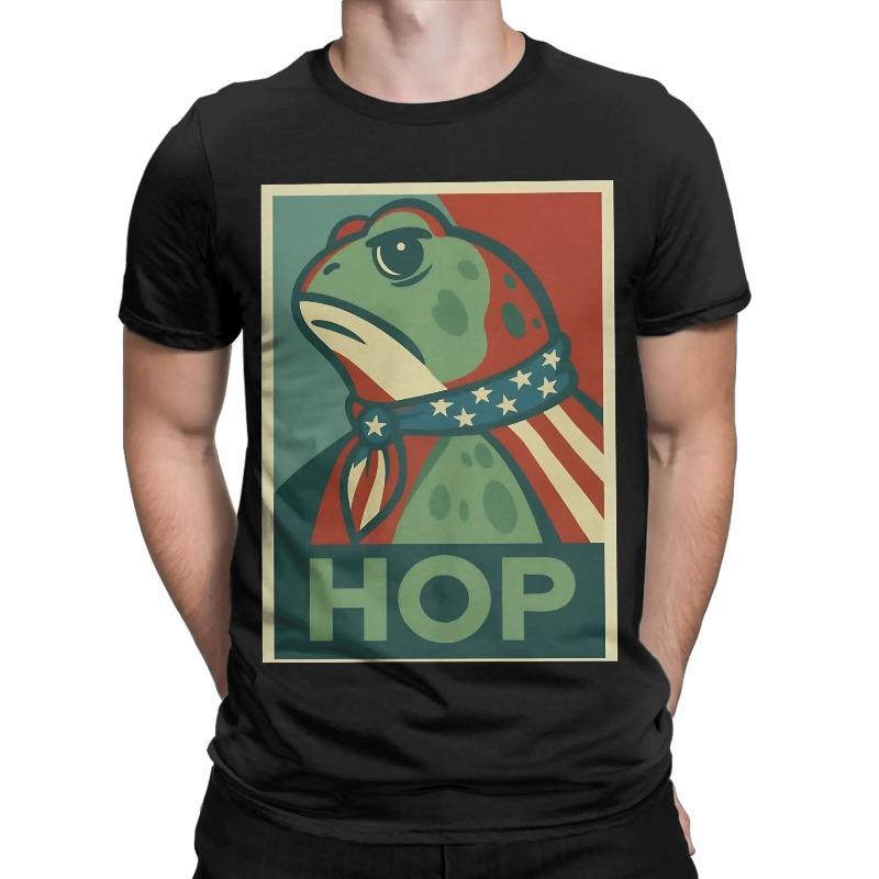 Мужские футболки Hop Portland Frog Хлопковая одежда Летняя Винтажная с коротким рукавом Круглый вырез Патерн в стиле Харадзюку Футболка Большого размера
