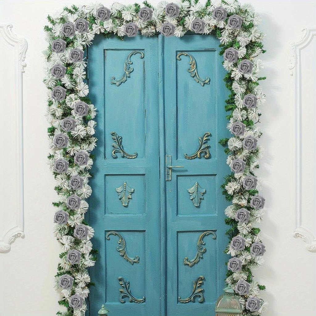 25 шт. искусственных роз, блестящие розы, блестящие цветы, пенопластовые розы со стеблями для самостоятельного изготовления свадебного букета невесты, украшения для вечеринки, украшения для дома, украшения для дерева