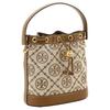 Tory Burch T Monogram Brass Accented Elegant Drawstring Bucket Bag With Push Lock Women Handbags Hazelnut-Brown 84336-371
