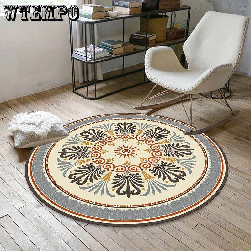 European Style Circular Carpet Bedroom Living Room Carpet Home Computer Chair Mat Bedside Carpet
