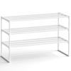 SONGMICS 3-Tier Shoe Rack, Shoe Storage Organiser, Metal Storage Rack, Upright or Upside Down, Fits 16 to 20 Pairs, Stackable, for Hallway