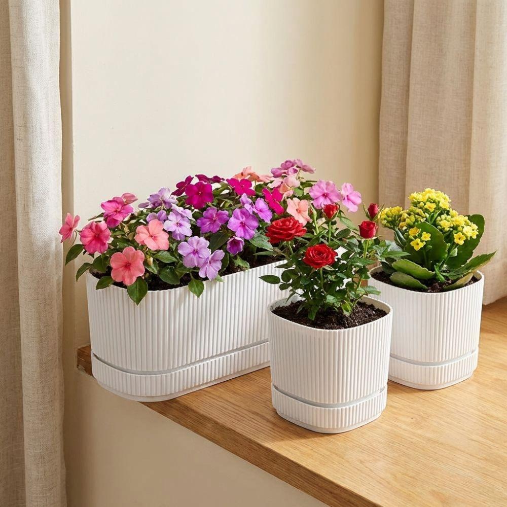 Plastic Self Watering Flower Pot Double Layer Lazy Plant Pot Succulent Potted