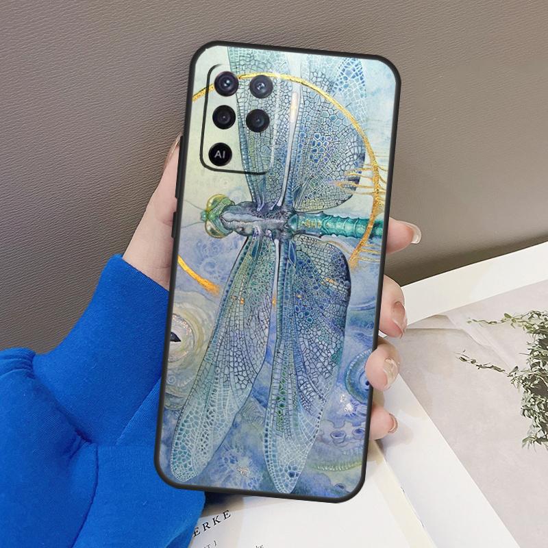 Роскошный чехол-стрекоза для Oppo A76 A16 A96 A17 A18 A60 A80 A40 A38 A58 A78 A98 A94 A74 A54 A15 A57 A77 A5 Pro