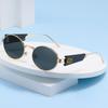 Women's Retro Metal Oval Sunglasses - UV400 Protection, Trendy Internet Celebrity Style
