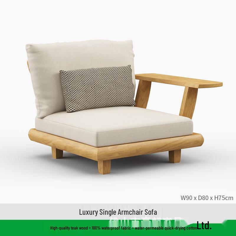 Waterproof Teak Outdoor Sofa Set - Solid Wood with Sun Protection for Garden, Hotel, or Sunroom