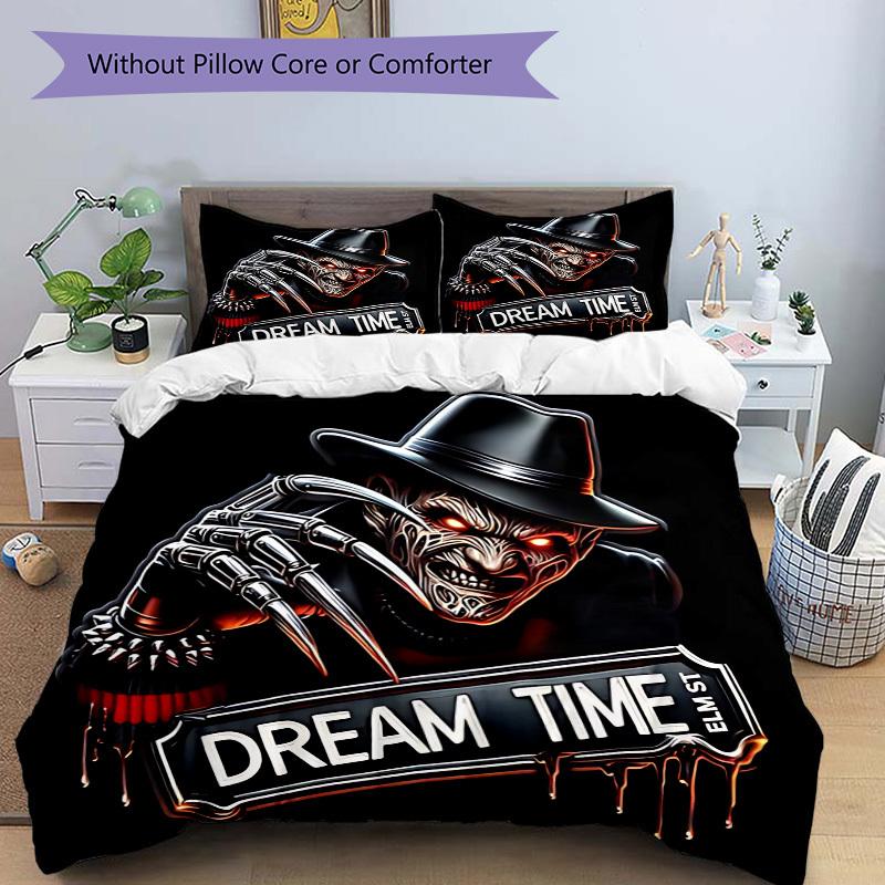 3pcs A Nightmare on Elm Street Bedding Set, Soft Polyester Duvet Cover and Pillowcases Machine Washable Seasons all suitable 68