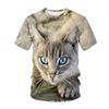 Summer Round Neck 3D Cat Printed Top Fashionable Casual Short Sleeved Children's Boy T-shirts