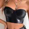 European & American Women's Shiny Solid Color Leather Crop Vest