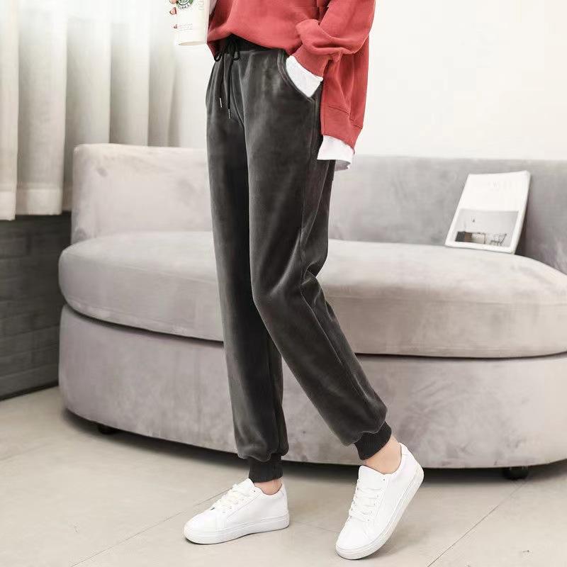 Plus Velvet Thick Velvet Sports Pants Women's Autumn and Winter Warm Harem Pants Loose Casual Pants Guard Pants Trousers