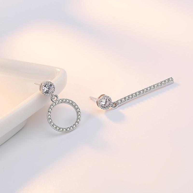 Женская корейская мода 925 посеребренных антиаллергенных нерегулярных кристаллов циркона круглые прямые серьги-гвоздики висячие серьги женские украшения для ушей