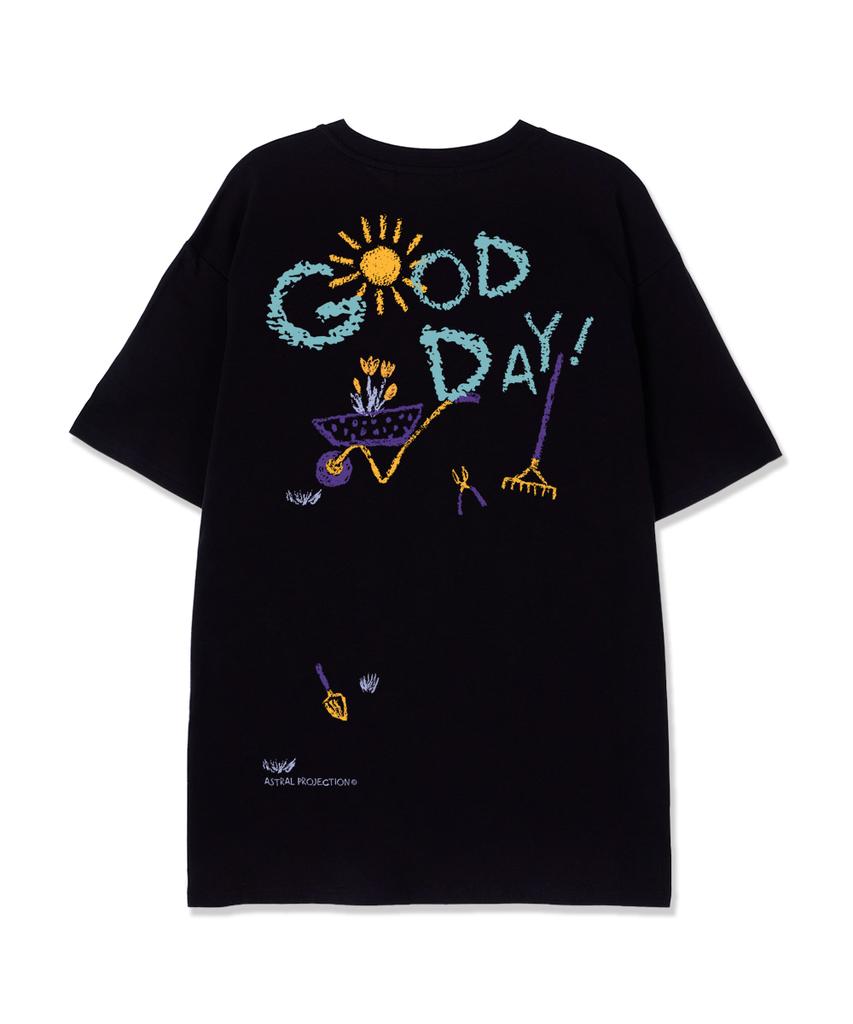 ASTRAL PROJECTION Good Day Supima Cotton Round Neck Short Sleeve T-Shirt_Black