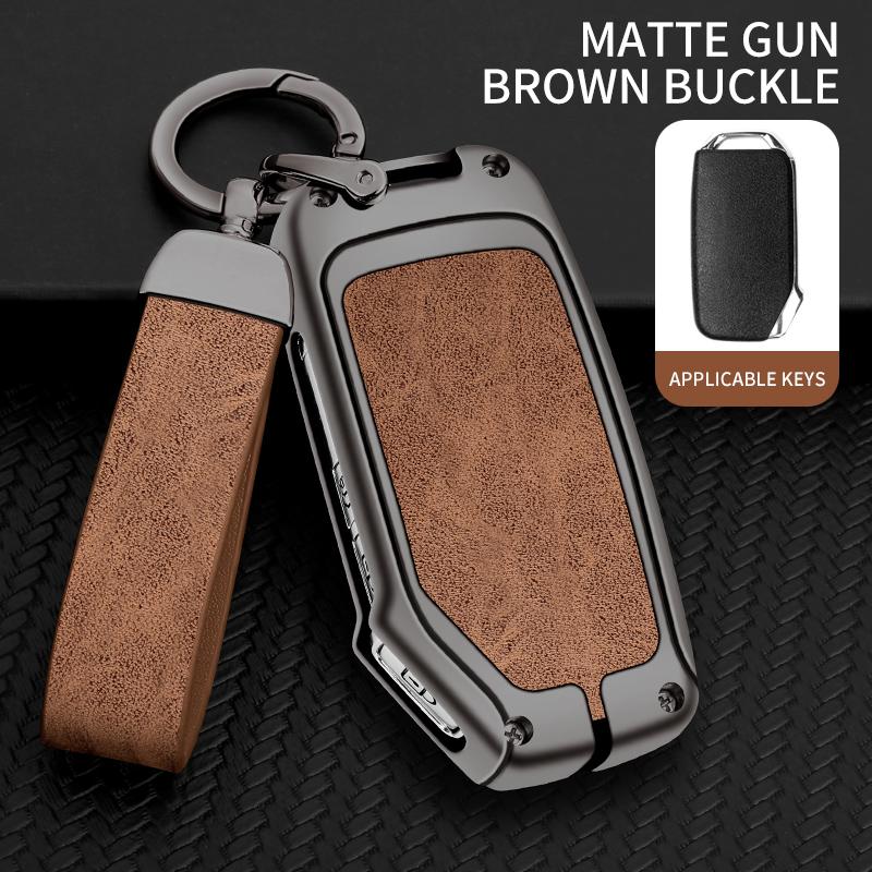 BTNPY1 Metal Leather Car Key Protection Shell Case Cover For Kia Sportage Ceed Sorento Cerato Forte KX3 K5 2017-2020 Auto Accessories