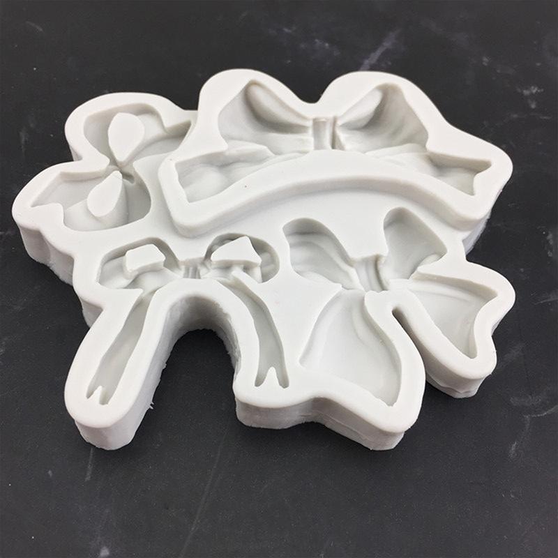 1 Pcs 4-Hole Bow Bowknot Silicone Cake Baking Mold Sugarcraft Chocolate Cupcake Baking Mould Fondant Cake Decorating Tools