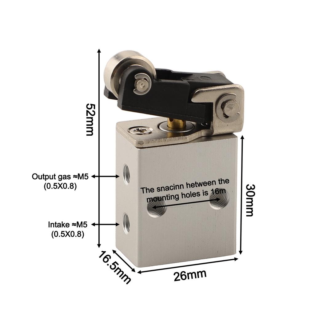 3-way Pneumatic Valve Pneumatic Mechanical Valve Air Output Control Automatic Equipment Easy Installation 26*16.5*52mm