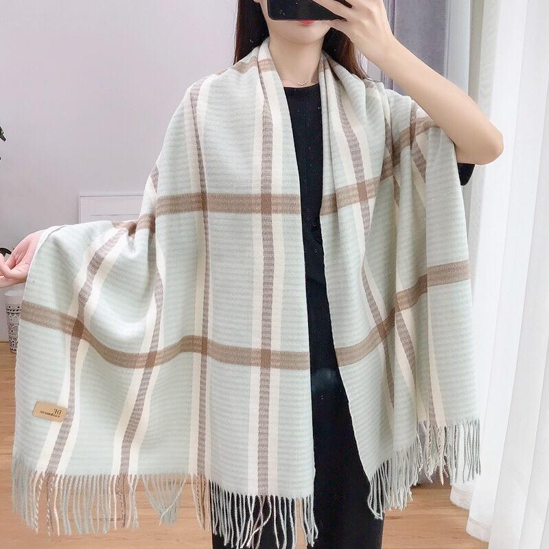 Autumn And Winter Simple Women'S Plaid Scarf Shawl European And American Thick Warm Long Imitation Cashmere Scarf