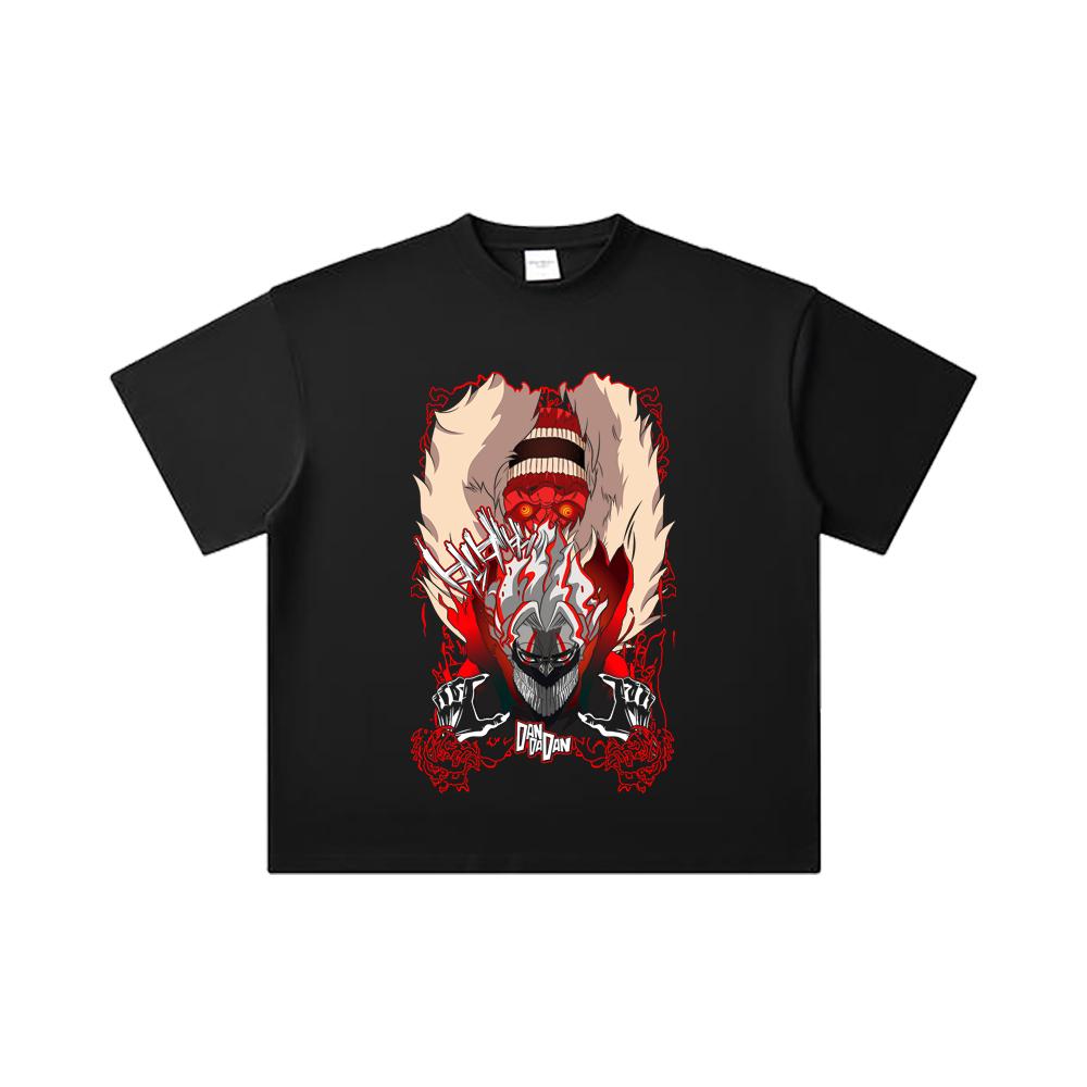 260 GSM Double Yarn 32 Count 100% Cotton Dandadan V34 Okarun Turbo Print Unisex Heavy Cotton T Shirt