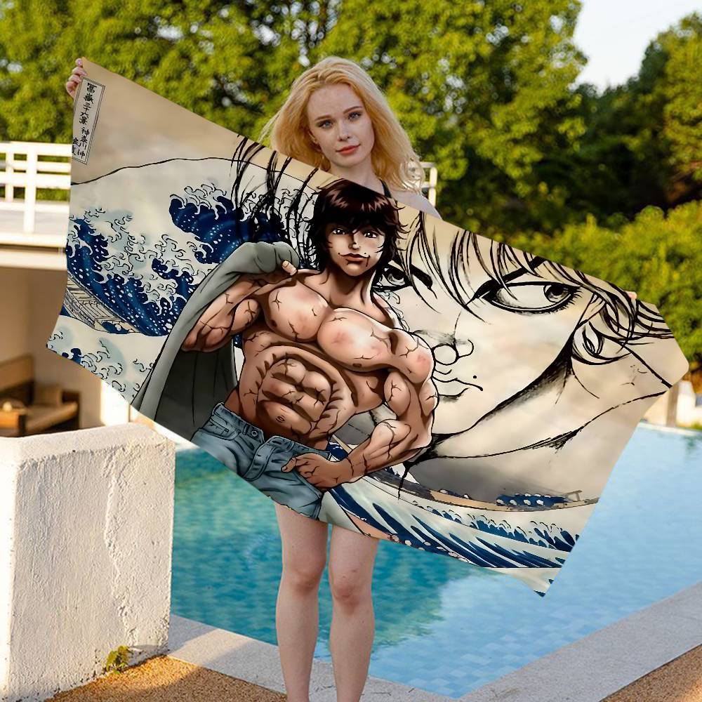 Japanese Anime B-Baki Big Microfiber Beach Towels Quick Dry Towel Sand Beach Towels Pool Towel for Travel Swim Pool Yoga