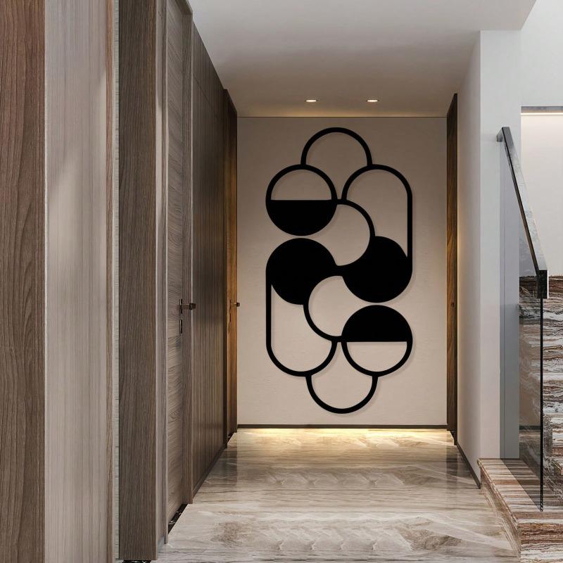 Черное Геометрическое Круглое Металлическое Настенное Искусство Средневековый Современный Стиль Прочный Железный Домашний Декор Рождественский Подарок