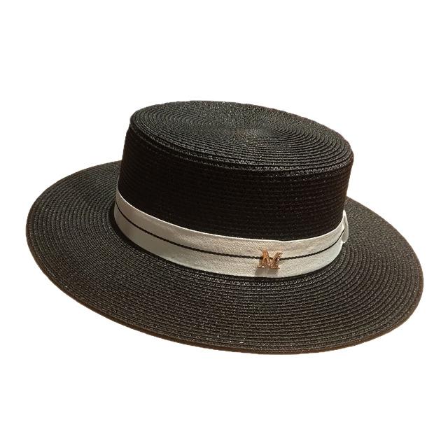 Internet celebrity M standard French flat top straw hat straw hat women's and men's neutral top hat, sun protection shade straw hat seaside beach hat
