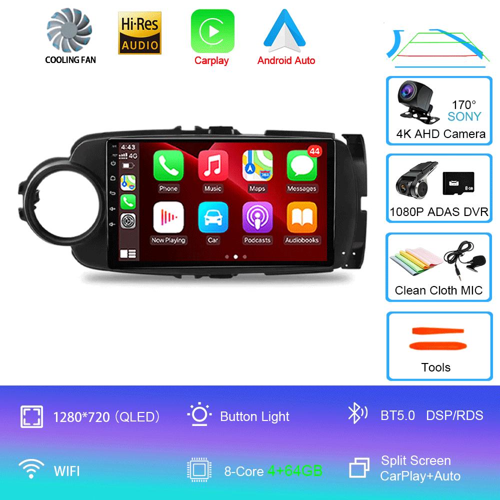9inch Android 14 Car RadioFor Toyota Yaris 2012 - 2017 Multimedia Player Android Auto Wireless Carplay GPS 2Din DVD